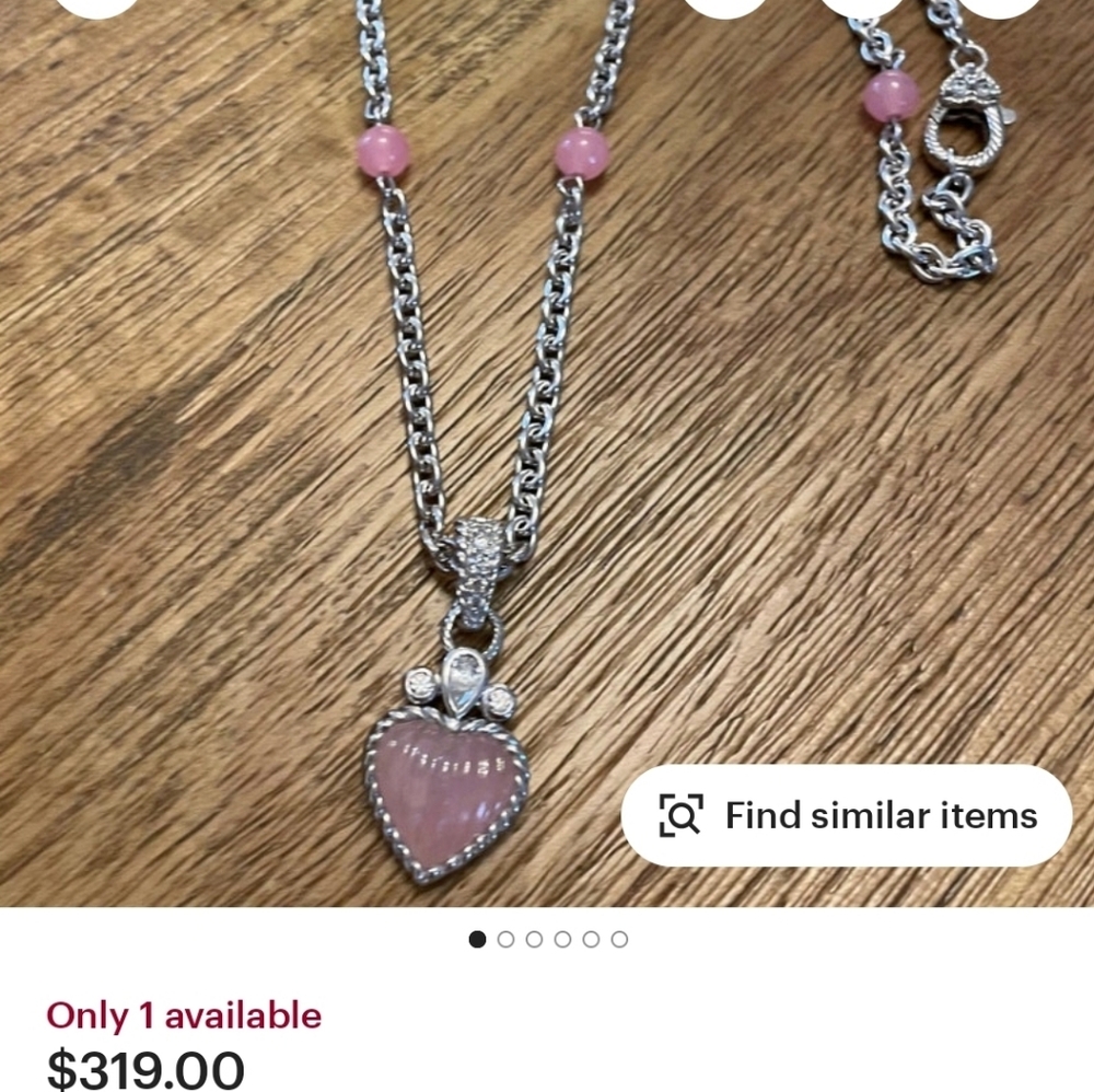 Beautiful Authentic Judith Ripka Pink Jadite 💗 & Beads Sterling Silver Necklace - Picture 11 of 11